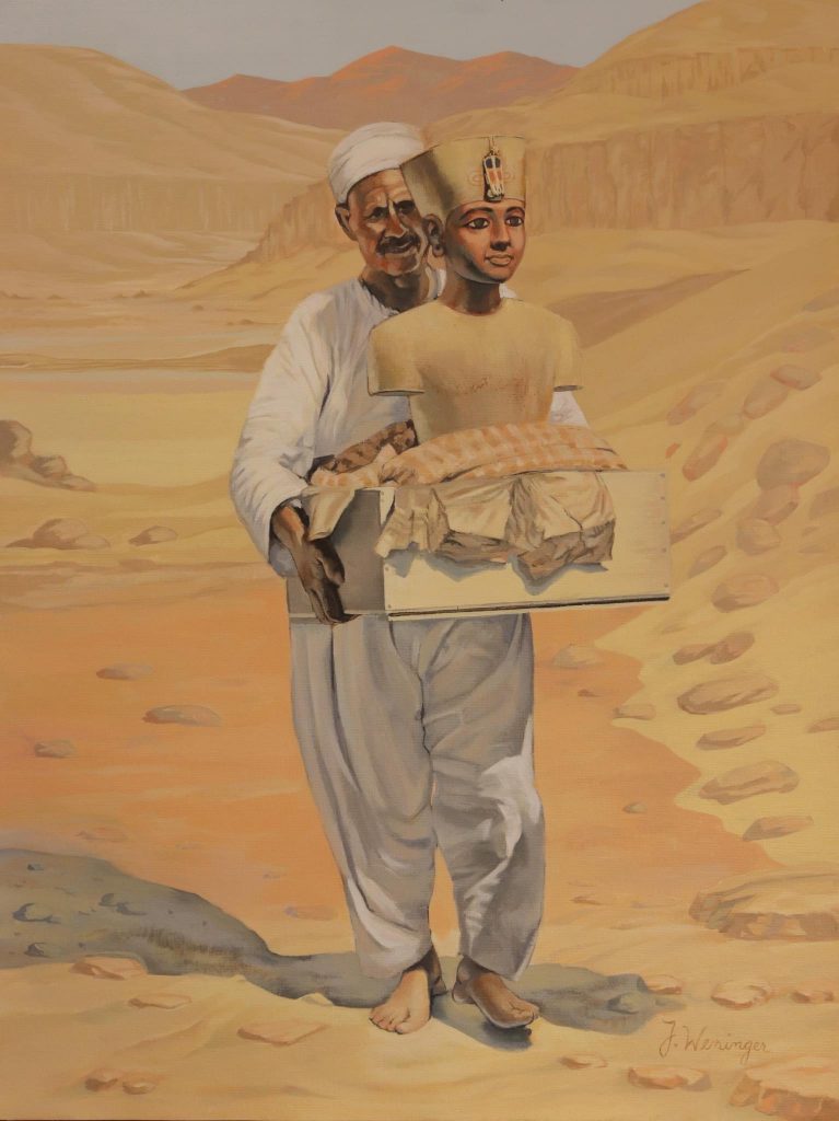 "Carrying Tutankhamun" Acrylic 60 CM by 45 CM by Johannes Weninger